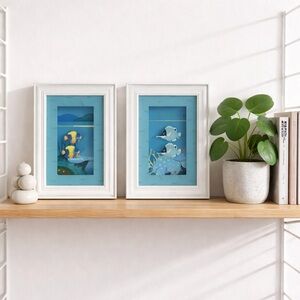 Pair of Framed Resin 3D Tropical Fish Wall Hanging Nautical Decor
Shadow Box